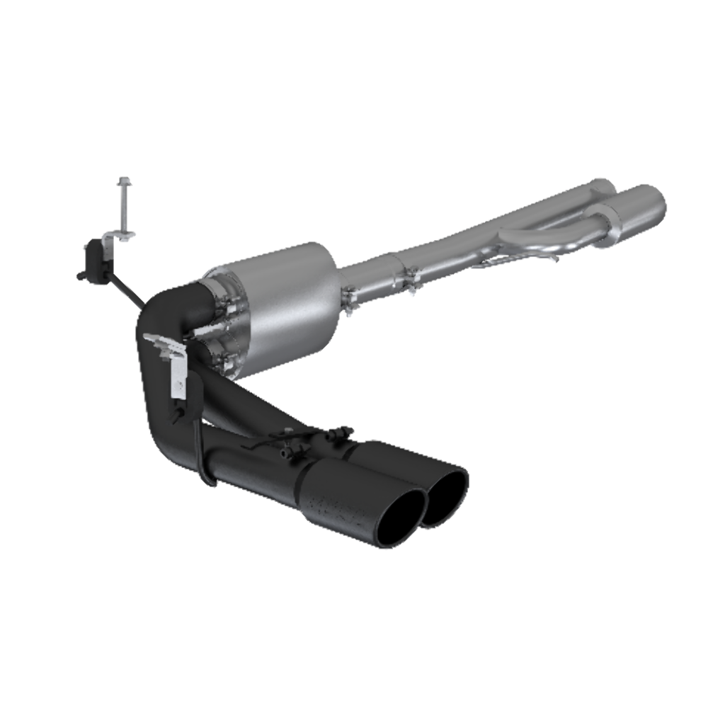 Fits 2019-2024 Silverado 1500 3" Cat Back Pre-Axle Dual Side Exit-Black-S5092BLK - Cat Back Exhaust Car Part People
