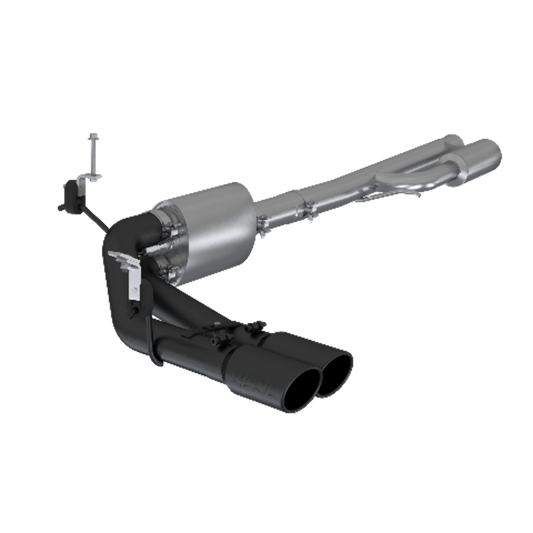 Fits 2019-2024 Silverado 1500 3" Cat Back Pre-Axle Dual Side Exit-Black-S5092BLK