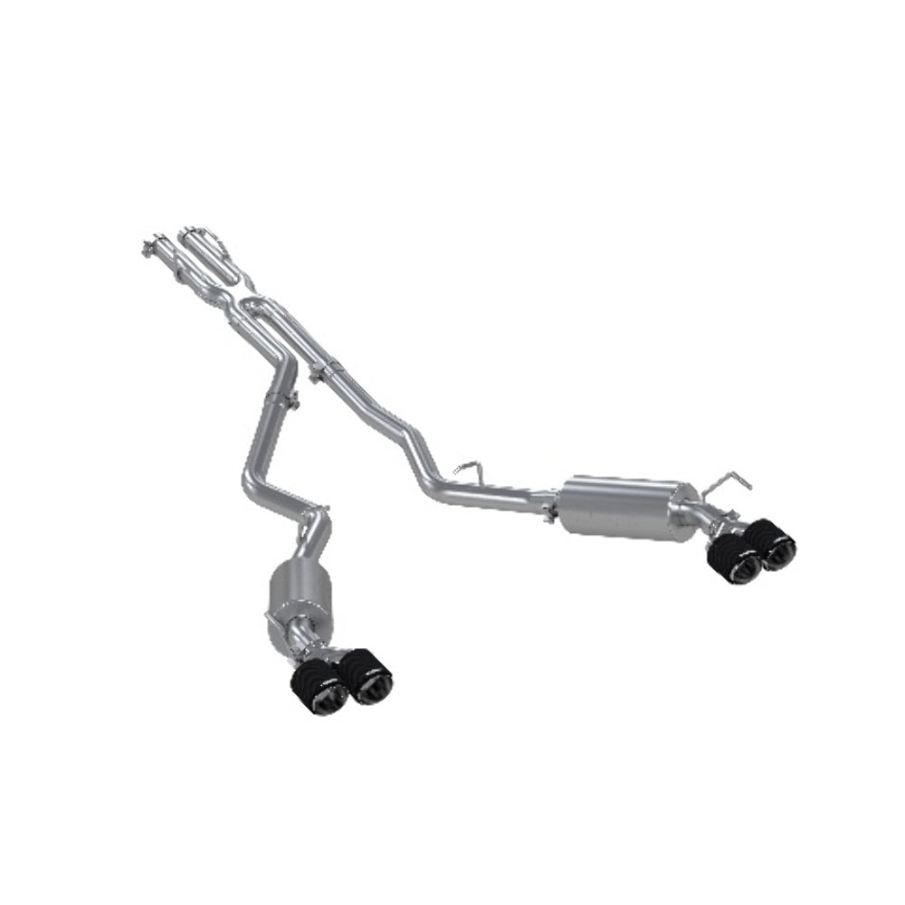 Fits 2020-2024 Ford Explorer 2.5in. Cat Back; Dual Rear; Quad Tips - S52053CF