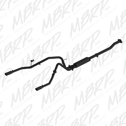 Fits 2011-2014 Ford F-150 2 1/2in. Cat Back; Dual Rear; Black Coated - S5240BLK