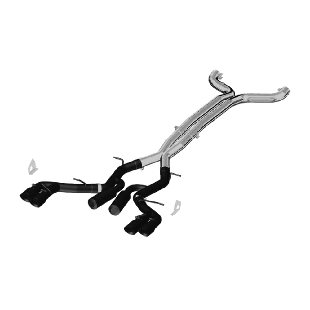 Fits 16-24 Camaro 3" Dual Cat Back Quad Tips Black Coated Race Version-S7033BLK - Cat Back Exhaust Car Part People