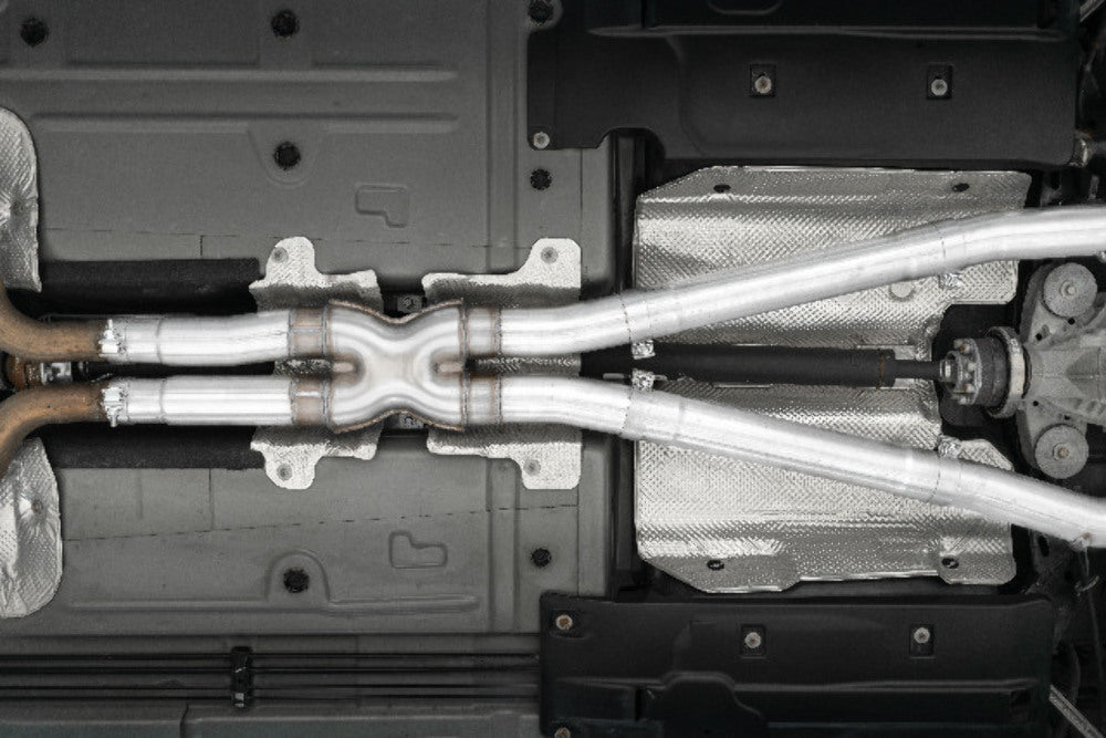 Fits 2015-2016 Dodge Challenger 3in. Cat Back; Dual Rear; Quad Tips - S71163CF - Cat Back Exhaust Car Part People