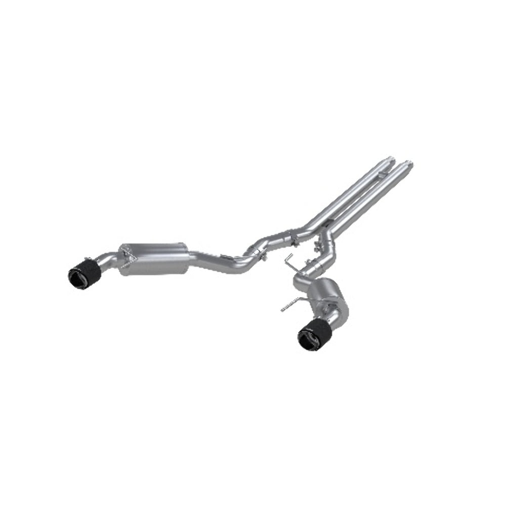 Fits 15 Mustang 3" Cat Back Dual Split Rear Street Version 4.5" CF tips-S72773CF - Cat Back Exhaust Car Part People