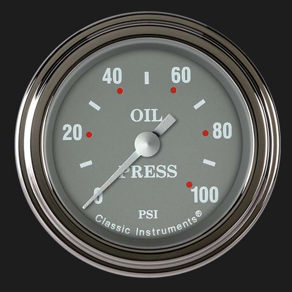 Silver Gray 2 1/8" Oil Pressure Gauge SG181SLF
