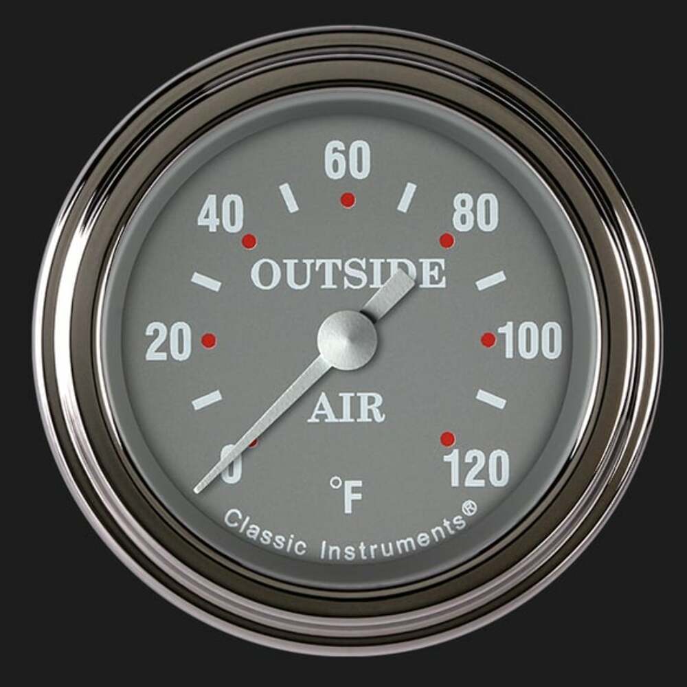 Silver Gray 2 1/8" Outside Air Temp. Gauge SG199SLF