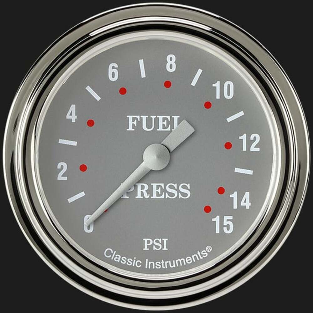 Silver Gray 2 5/8" Fuel Pressure Gauge, 15 psi SG345SLF