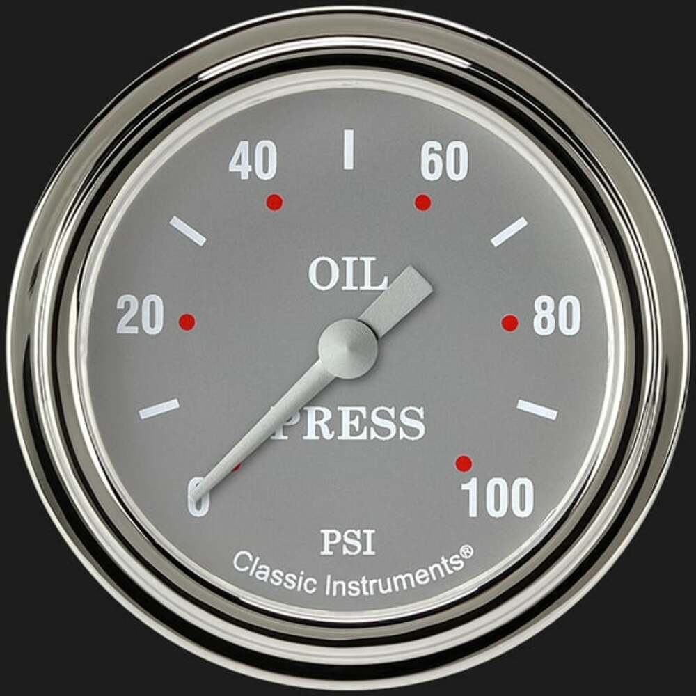 Silver Gray 2 5/8" Oil Pressure Gauge SG381SLF