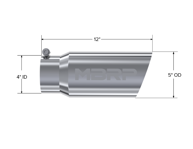 Tip; 5in. O.D. Angled Single Walled 4in. inlet 12in. length; T304 - T5052
