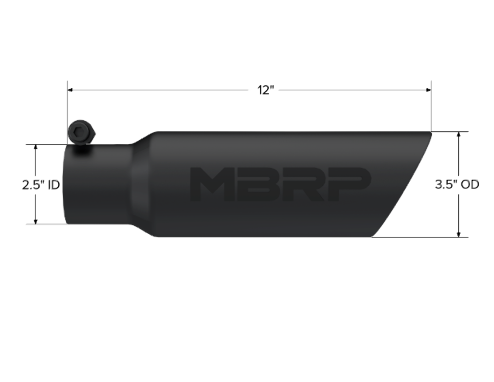 Tip; 3in. O.D. Dual Wall Angled 2in. inlet 12in. length-Black Coated - T5106BLK