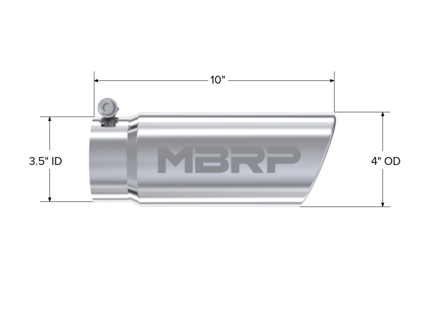 Tip; 4in. O.D. Angled Rolled End 3in. inlet 10in. length; T304 - T5112 - Exhaust Tips Car Part People