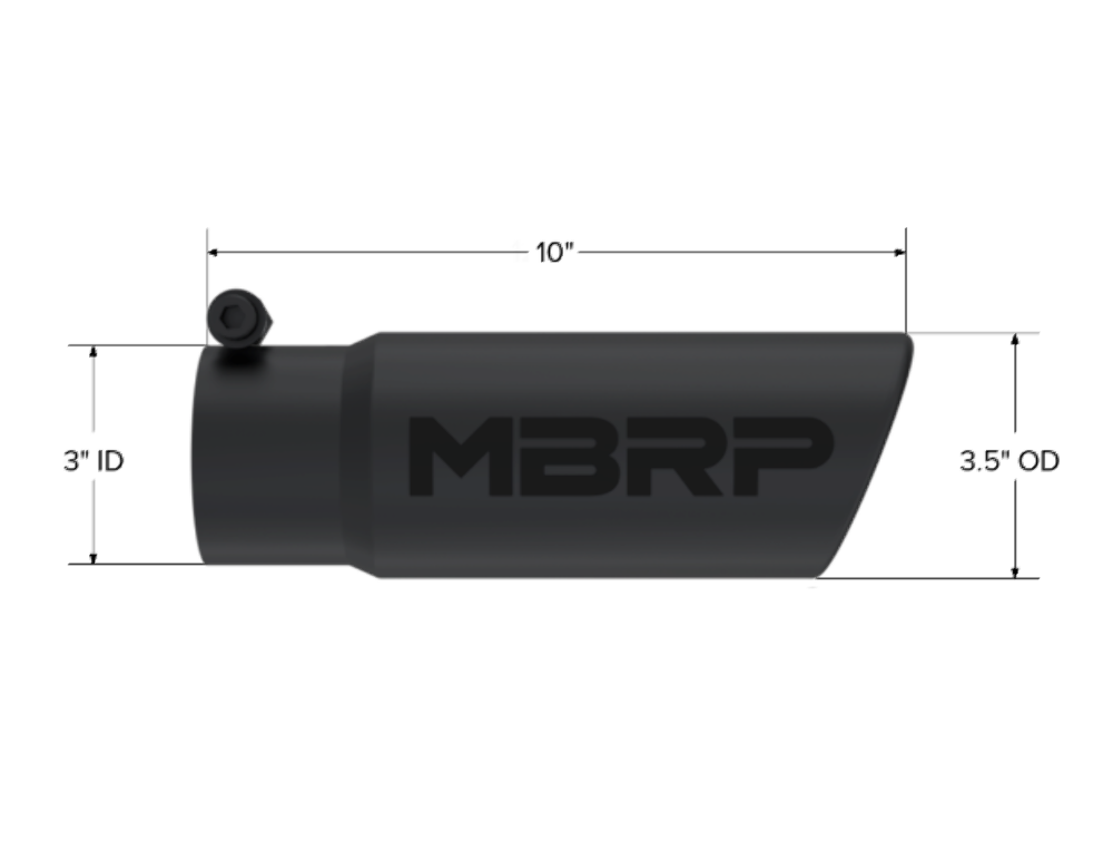 Tip; 3in. O.D. Angled Rolled End; 3in. I.D. inlet; 10in. length; Black-T5115BLK - Exhaust Tips Car Part People