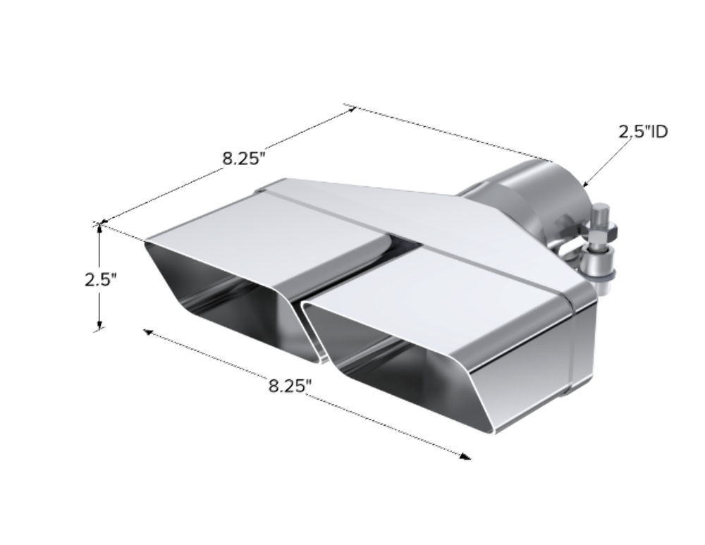 Tip; 8in.x 2? ID; Rectangle; 2in. O.D. inlet; 8-+ length; T304 - T5118