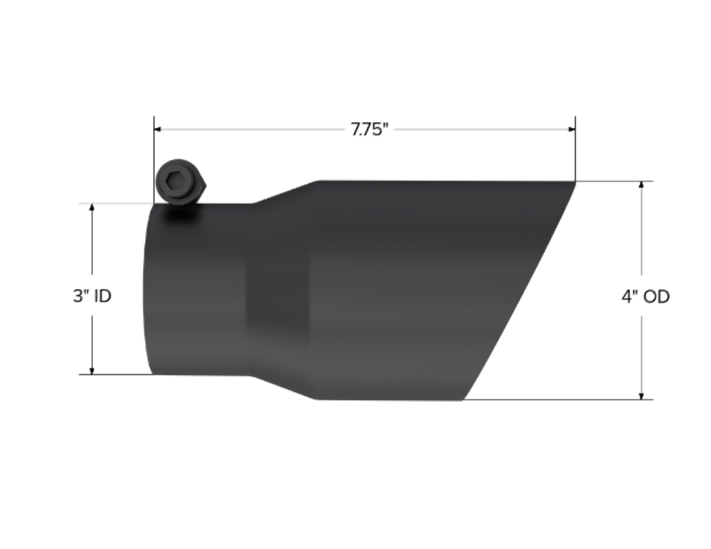 Tip; 4in. O.D.; Dual Wall Angled; 3in. inlet; 8in. length; Black - T5122BLK