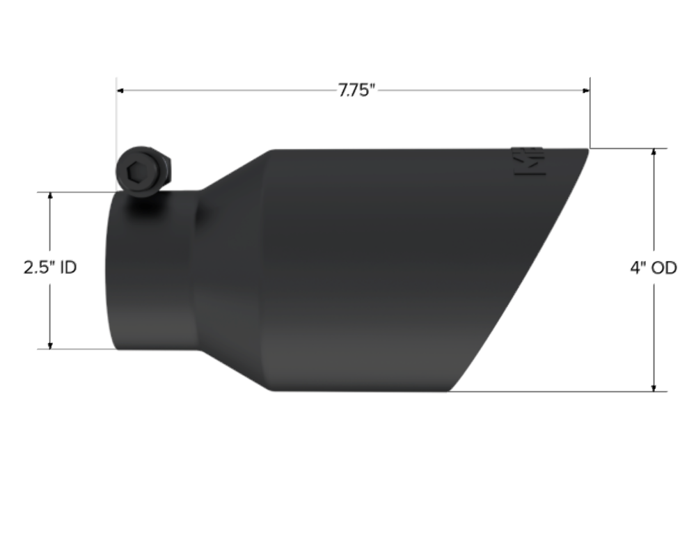 Tip; 4in. O.D.; Dual Wall Angled; 2in. inlet; 8in. length; Black - T5123BLK