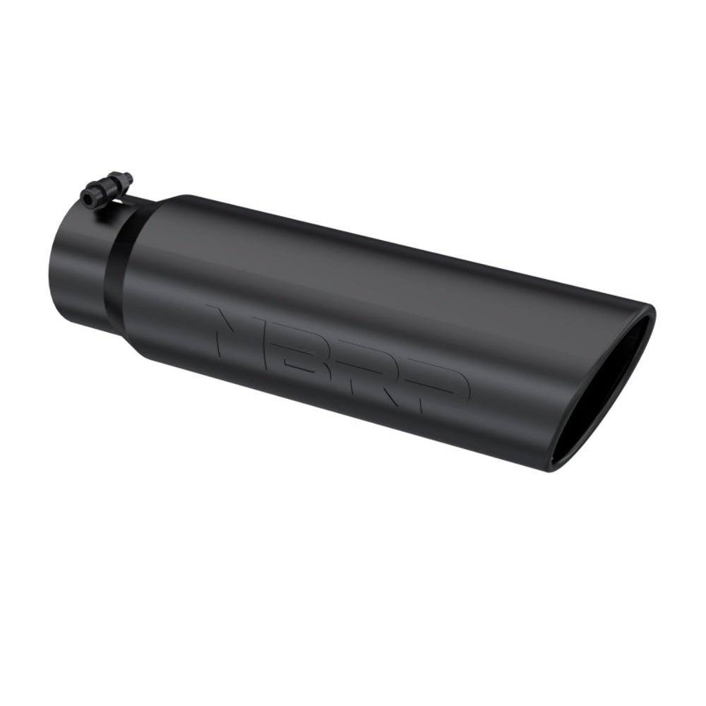 Tip; 5" O.D.; Angled Rolled End; 4" inlet 18" in length; Black Coated-T5124BLK - Exhaust Tips Car Part People