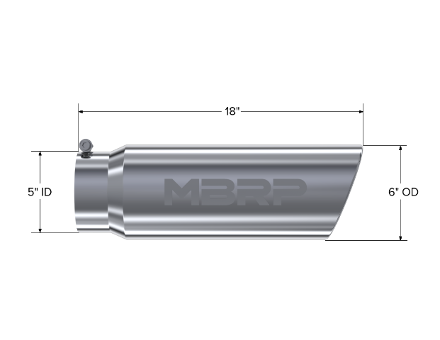 Tip; 6in. O.D.; Angled Rolled End; 5in. inlet 18in. in length; T304 - T5125