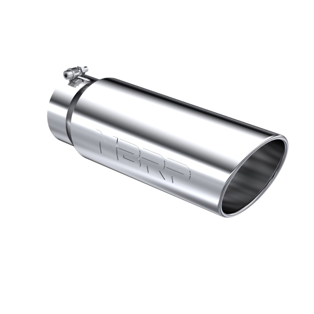 Tip; 6in. O.D.; Angled Rolled End; 5in. inlet 18in. in length; T304 - T5125 - Exhaust Tips Car Part People