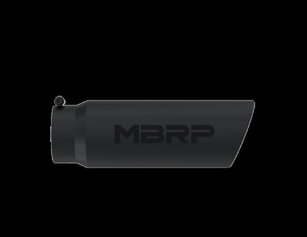 Tip; 6" O.D.; Angled Rolled End; 5" inlet 18" in length; Black Coated-T5125BLK - Exhaust Tips Car Part People
