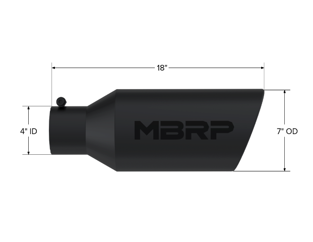 Tip; 7in. O.D.; Rolled End; 4in. inlet 18in. in length; Black - T5126BLK