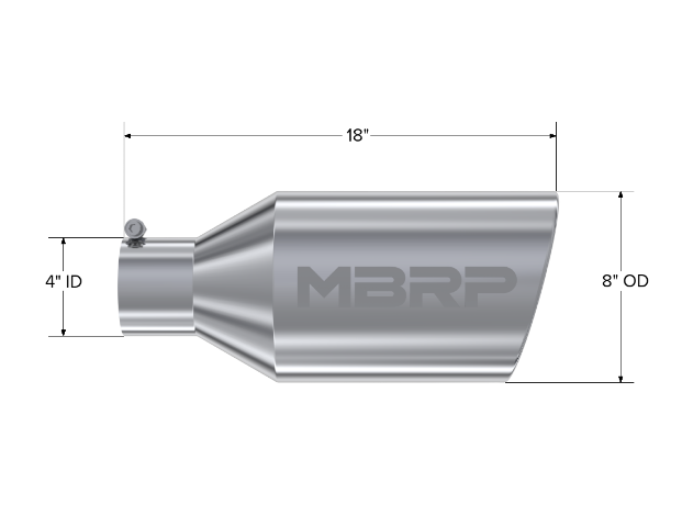 Tip; 8in. O.D.; Rolled End; 4in. inlet 18in. in length; T304 - T5128