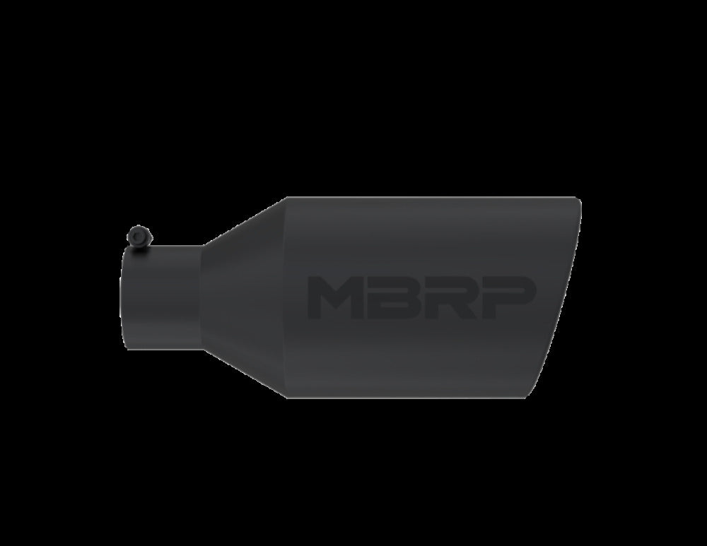Tip; 8in. O.D.; Rolled End; 4in. inlet 18in. in length; Black Coated - T5128BLK - Exhaust Tips Car Part People