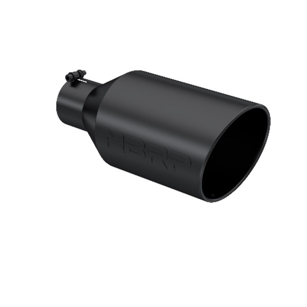 Tip; 8in. O.D.; Rolled End; 4in. inlet 18in. in length; Black Coated - T5128BLK - Exhaust Tips Car Part People