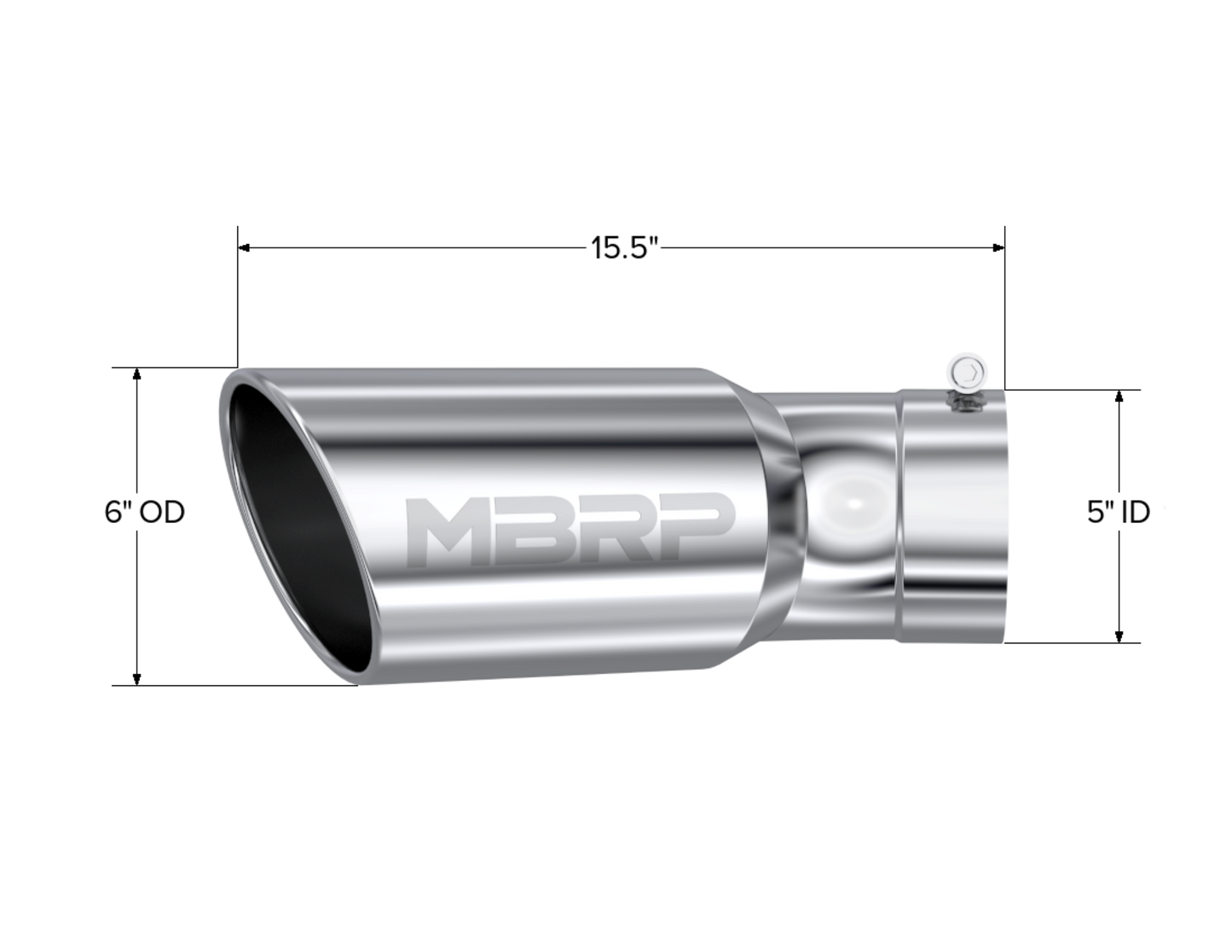 Fits 15-24 Chevrolet Silverado 3500 HD 6" OD, Angle Rolled w/30° Bend Tip-T5154 - Exhaust Tips Car Part People