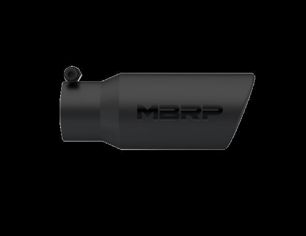 Tip; 4in. O.D.; Angled Rolled End; 3in. inlet; 10in. length; Black - T5155BLK