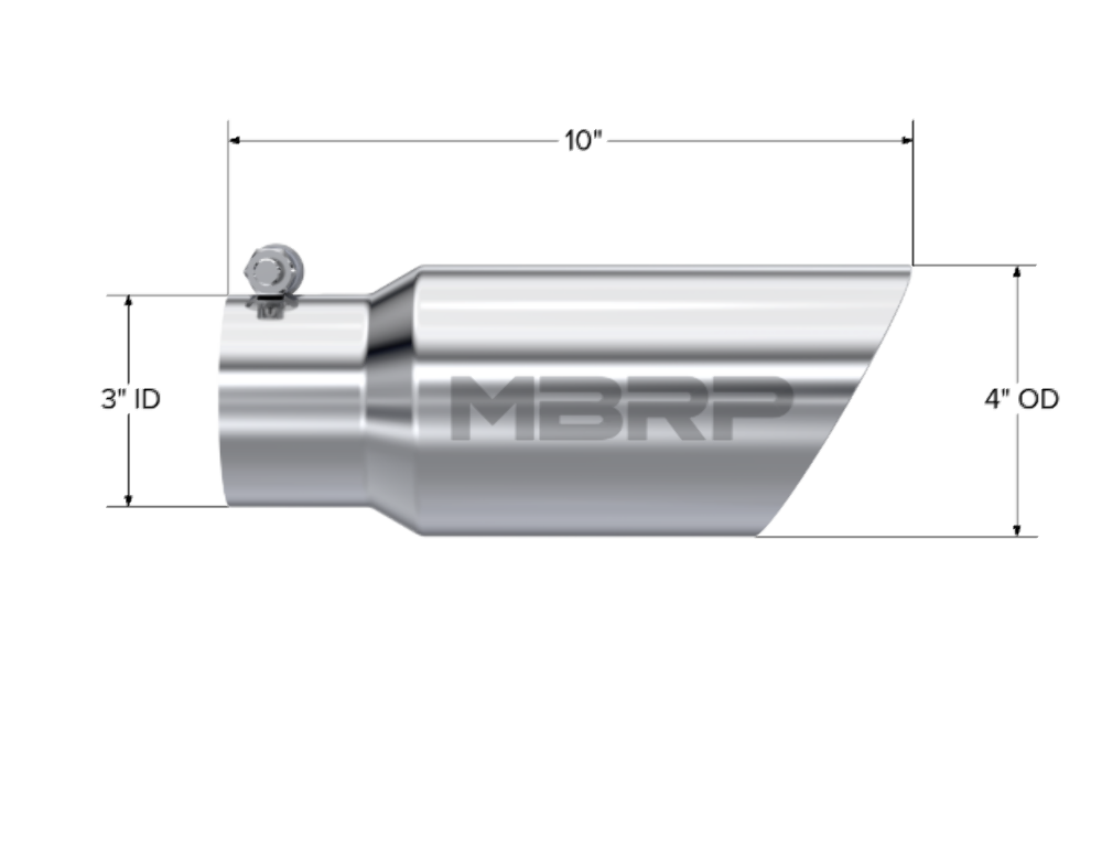 Tip; 4in. O.D.; Dual Wall Angled; 3in. inlet; 10in. length; T304 - T5156