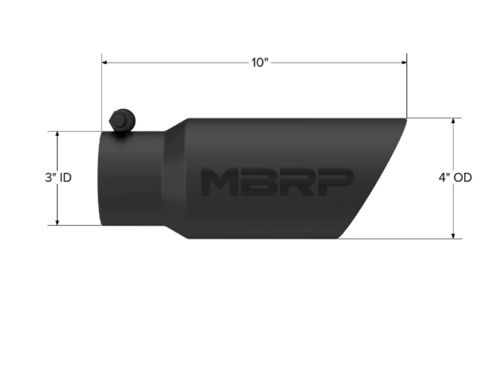 Tip; 4in. O.D.; Dual Wall Angled; 3in. inlet; 10in. length; Black - T5156BLK