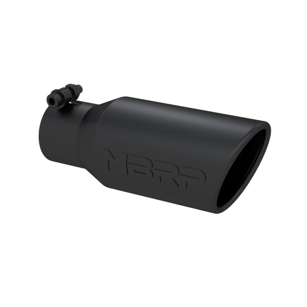 Tip; 4in. O.D. Angled Rolled End 2 3/4in. inlet 10in. length; Black - T5157BLK - Exhaust Tips Car Part People