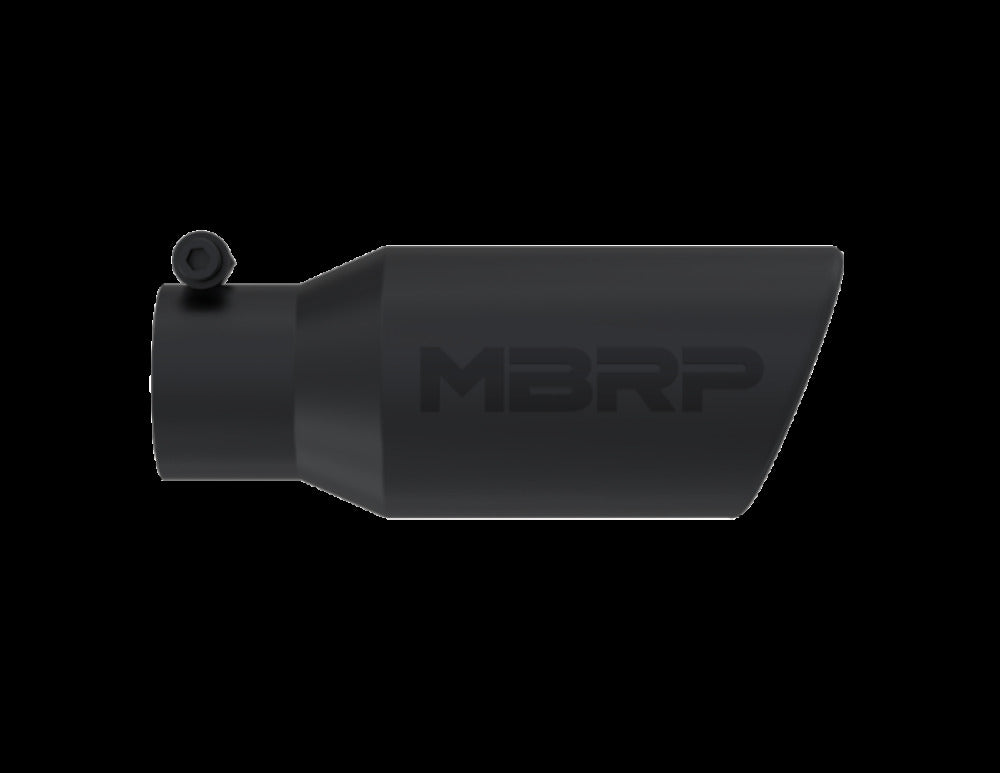 Tip; 4in. O.D. Angled Rolled End 2 3/4in. inlet 10in. length; Black - T5157BLK - Exhaust Tips Car Part People