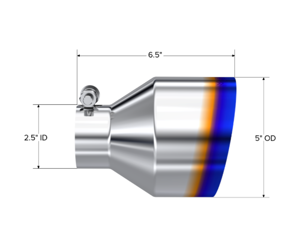 Tip; 5in OD Out; 2.5in ID; 6.5in Length; Angle Cut; Single Wall; T304 BE-T5190BE