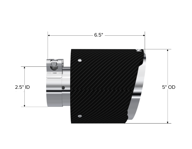 Tip; 5" OD Out; 2.5" ID; 6.5" Length; Angle Cut; Dual Wall; Carbon Fiber-T5190CF