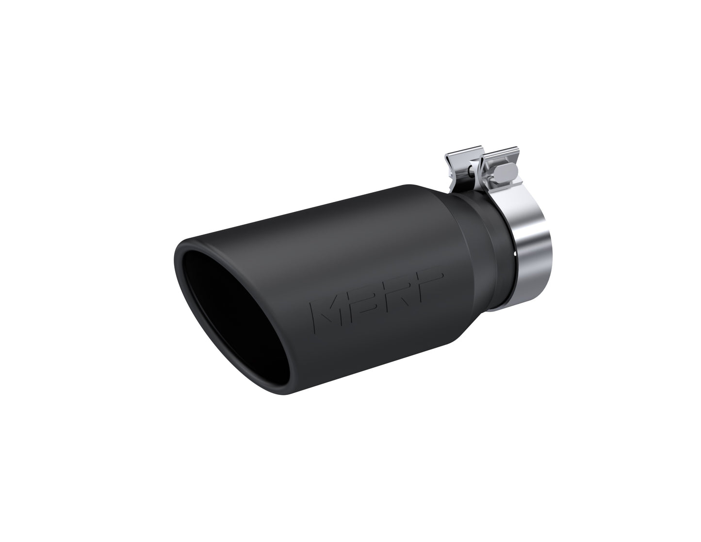 4.5in. OD; 3.2in. inlet; 10in. in length; Angled cut Rolled End; BLK - T5196BLK - Exhaust Tips Car Part People