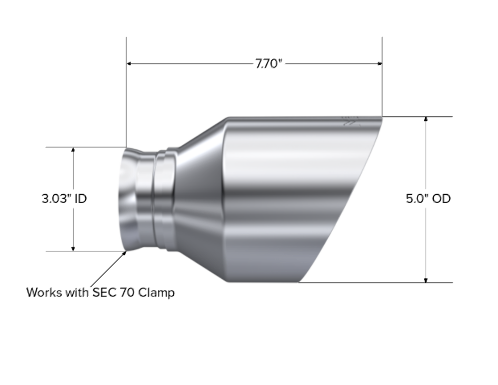Fits 22-24 Dodge Durango 5" OD SEC 70 inlet 7.7" Dual Wall Angle Cut Tip-T5197