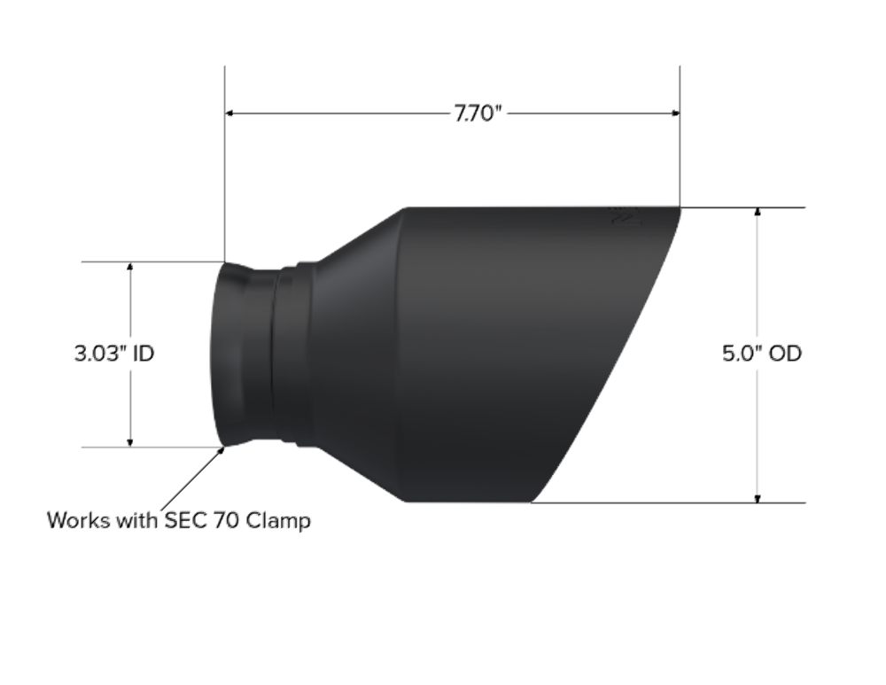 Fits 15-16 Charger 5" OD SEC 70 inlet 7.7" Dual Wall Angle Cut BLK-T5197BLK