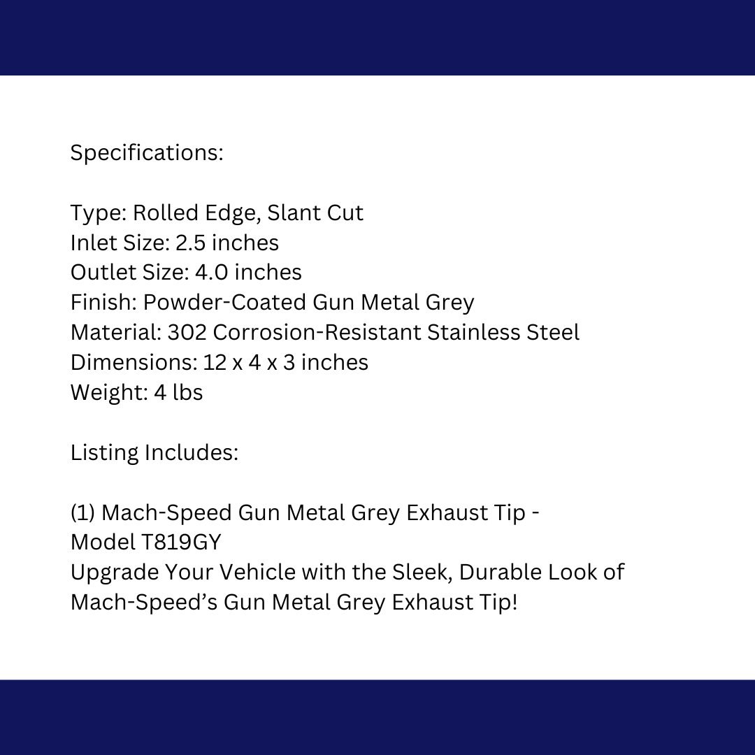 Rolled Edge Slant Cut Stainless Steel Tip Powered Coated Gun Metal Grey-T819GY