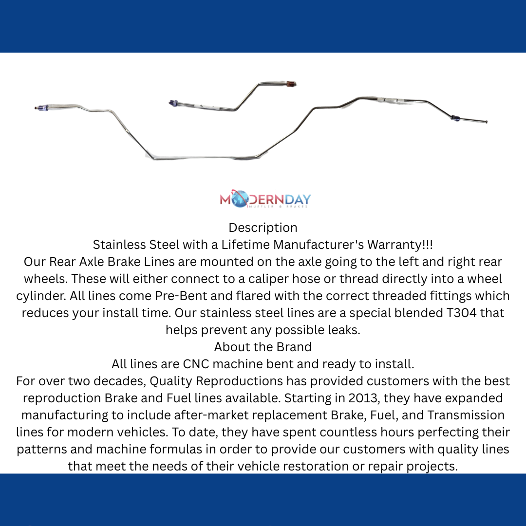 2004-2008 Ford F-150 Rear Brake Lines 8.8 in Rear Axle Steel TRA0442OM