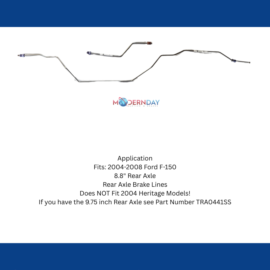 2004-08 Ford F-150 8.8 in. Rear Axle Brake Lines Stainless Steel TRA0442SS