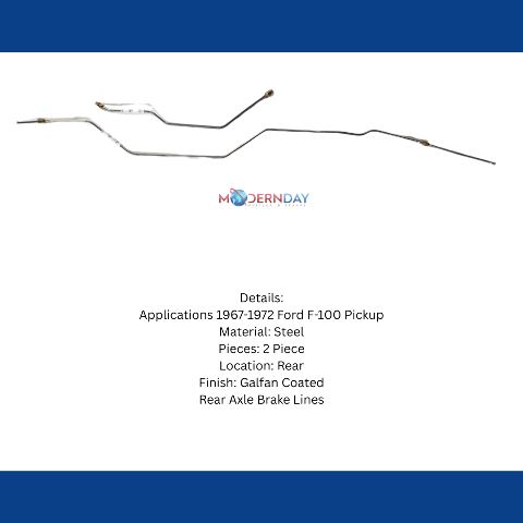 1967-1972 Ford F-100 Pickup Rear Axle Brake Lines 2 Piece Steel TRA6741OM