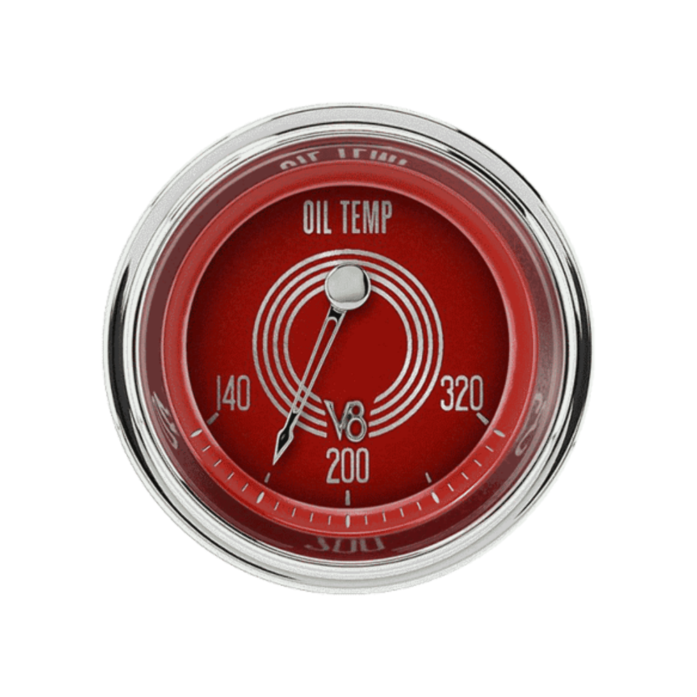 V8 Red Steelie 2 1/8" Oil Temp V8RS28SHC