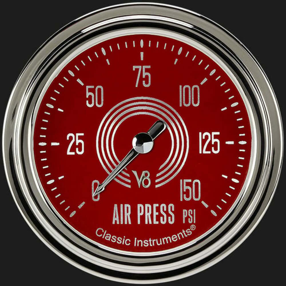V8 Red Steelie 2 5/8" Air Pressure Gauge V8RS318SLC