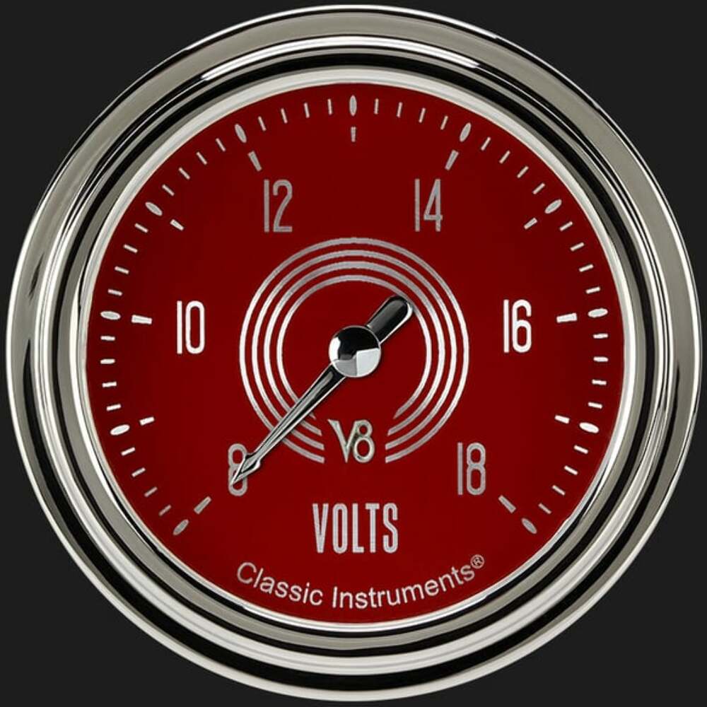 V8 Red Steelie 2 5/8" Voltage Gauge V8RS330SLC