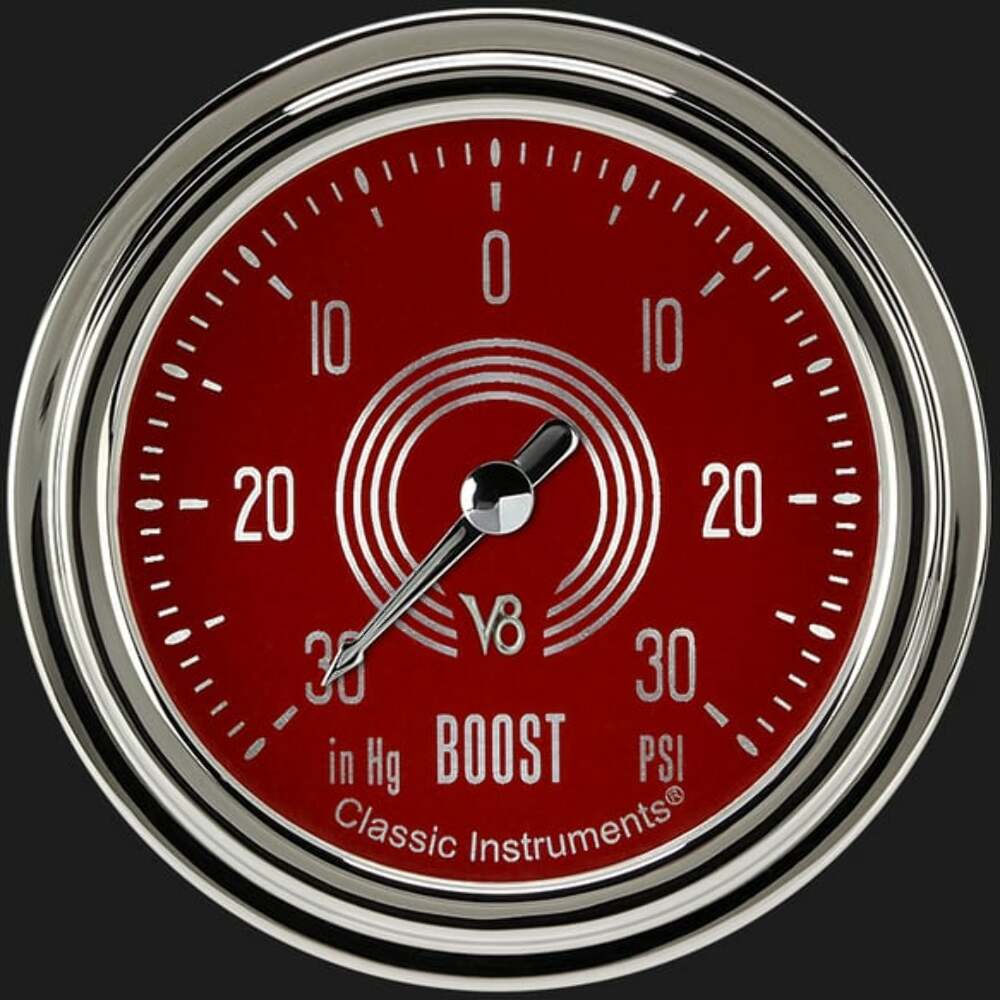 V8 Red Steelie 2 5/8" Boost/Vac Gauge V8RS341SLC