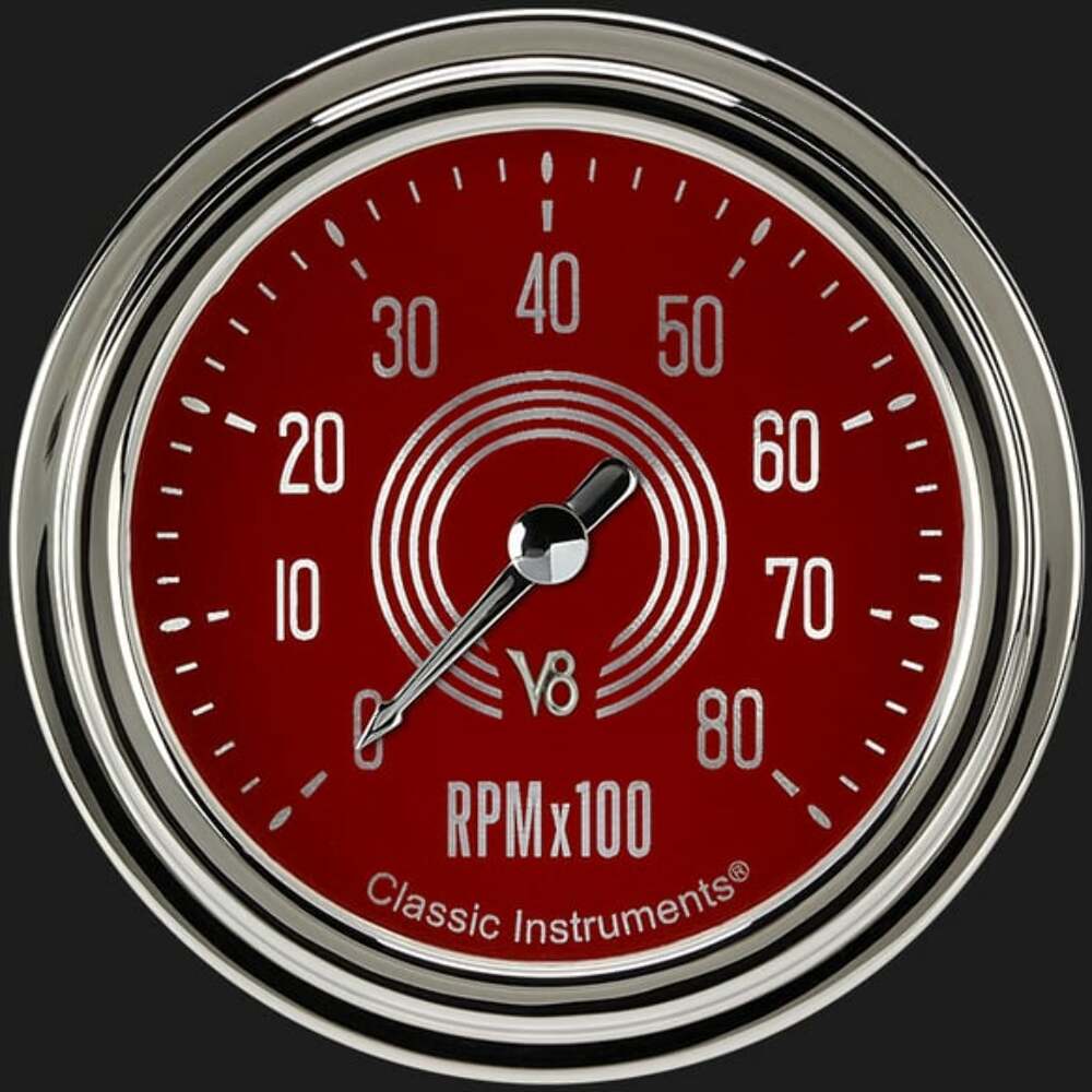 V8 Red Steelie 2 5/8" Tachometer V8RS383SLC