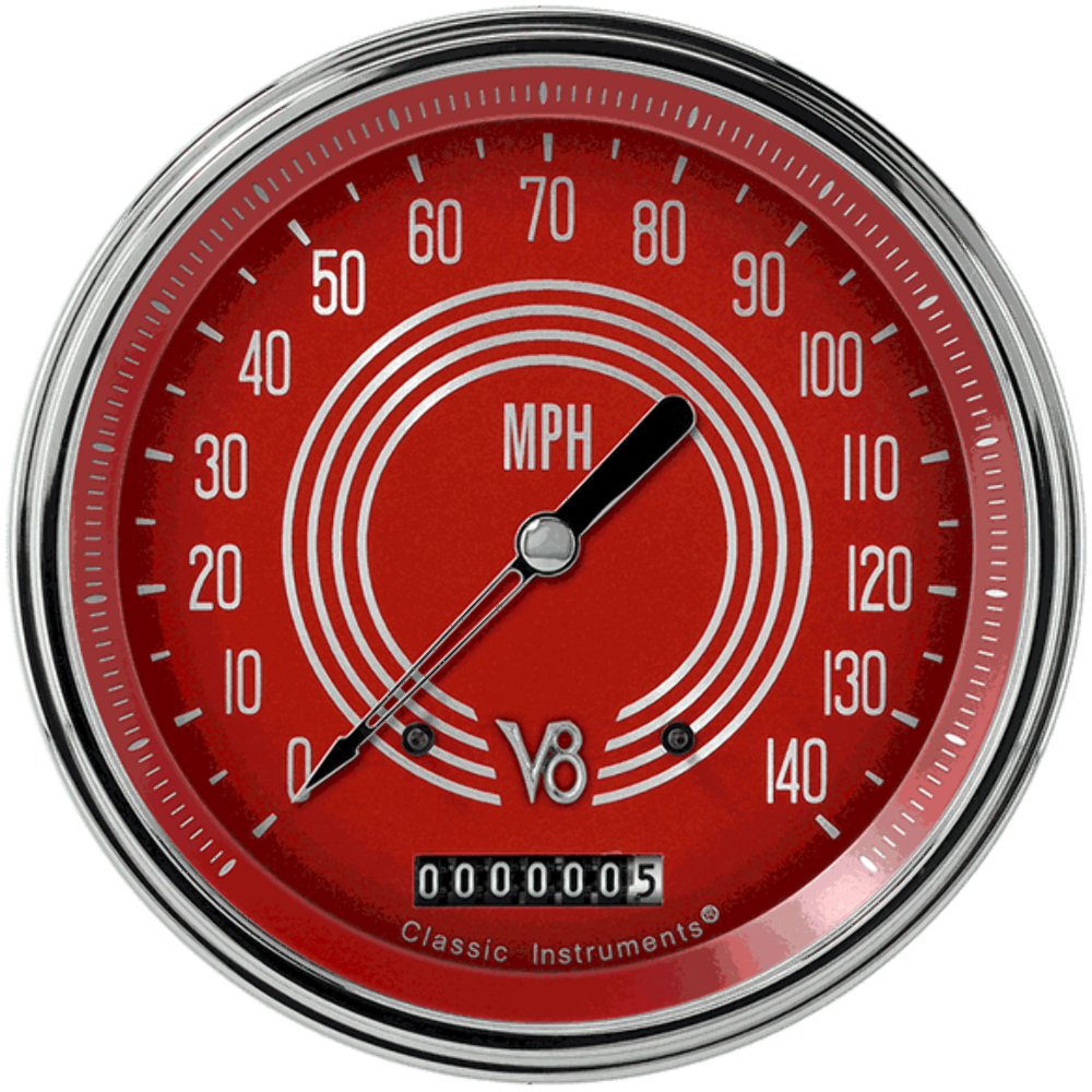 V8 Red Steelie 4 5/8" Speedometer V8RS56SLC