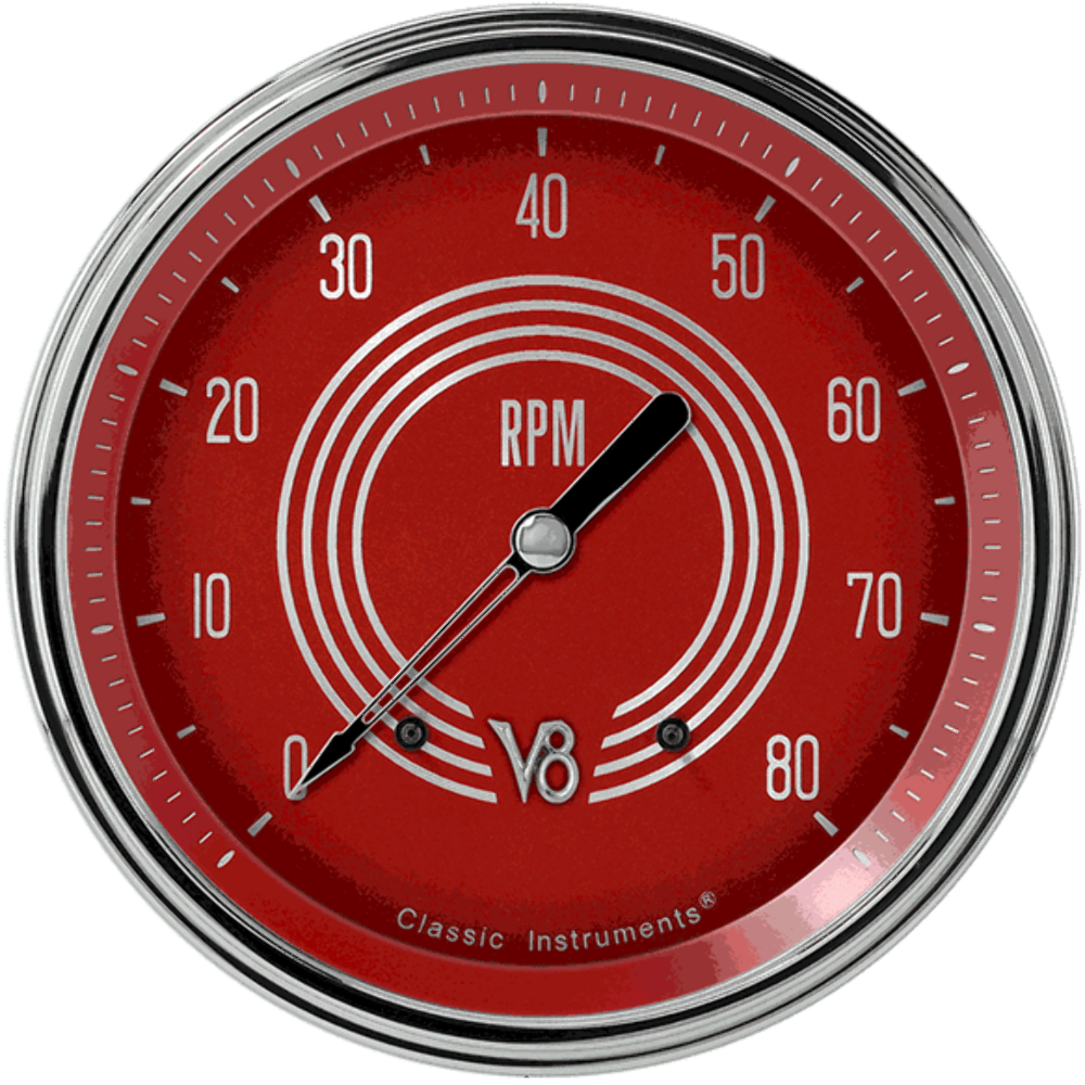 V8 Red Steelie 4 5/8" Tachometer V8RS71SLC