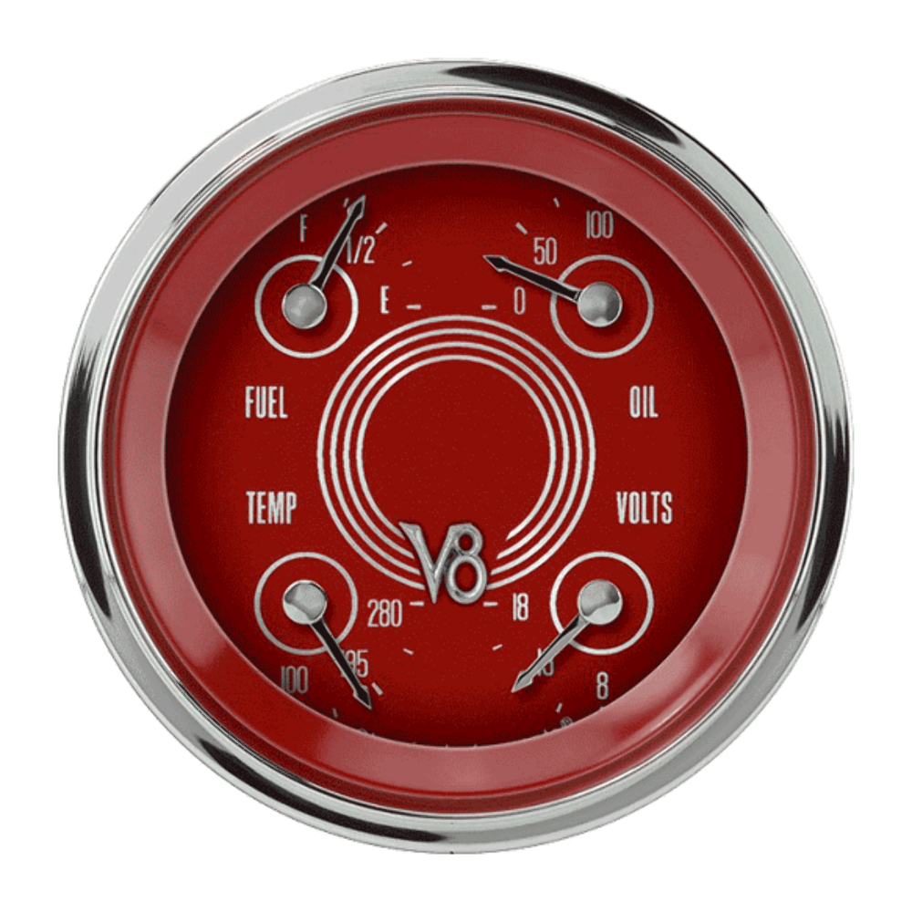 V8 Red Steelie 3 3/8" Quad V8RS76SHC