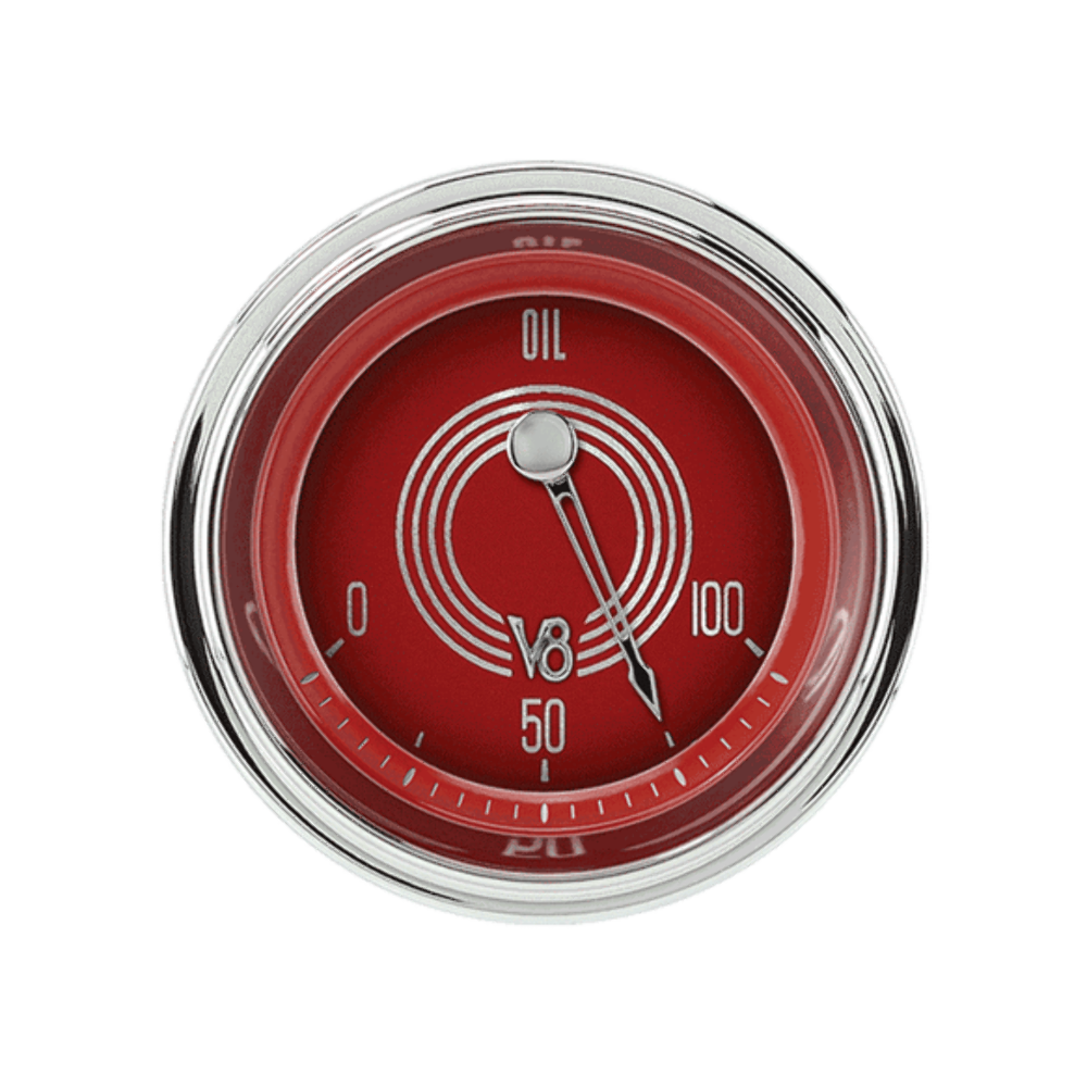 V8 Red Steelie 2 1/8" Oil Pressure V8RS81SHC